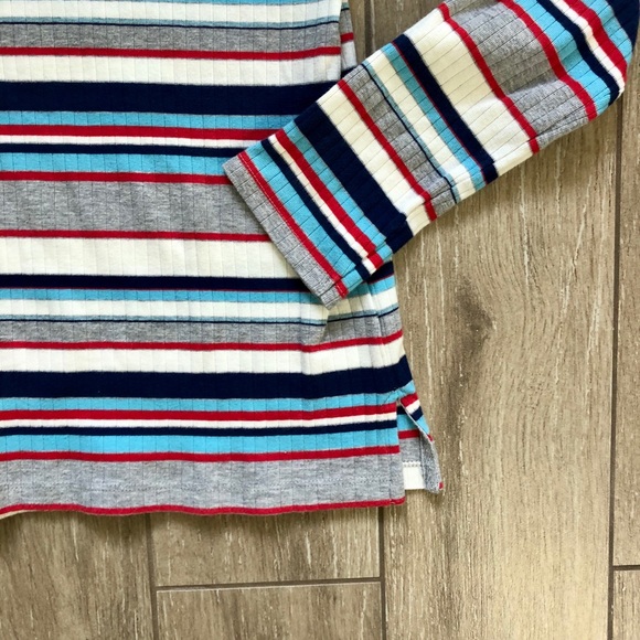 Anthropologie Postmark Stripe Joliette Long Sleeve Ribbed Tee Scoop Neck Large - Picture 5 of 6